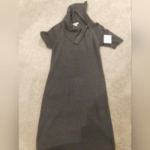 Woollen Grey Dress with Stylish Side Zip Collar